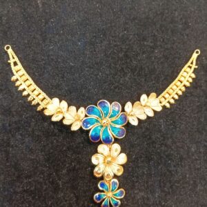 Blue White Floral Necklace Set