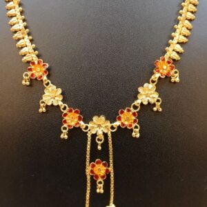 Lahori Floral Red and White Necklace Set