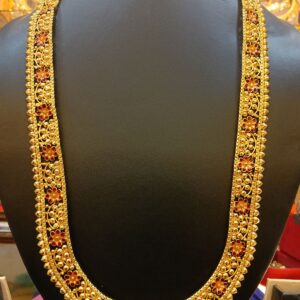 Long Red and White Floral Necklace Set