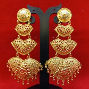 Heart Shape Gold Plated Jhumka Earrings