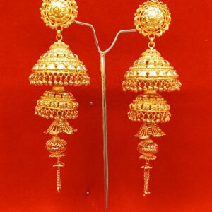 Long Gold Plated Jhumka Earrings