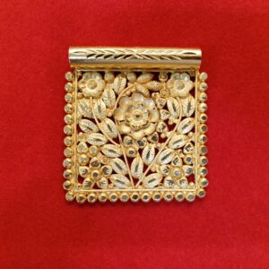 Gold Plated Solid Square Antique Floral Pendant