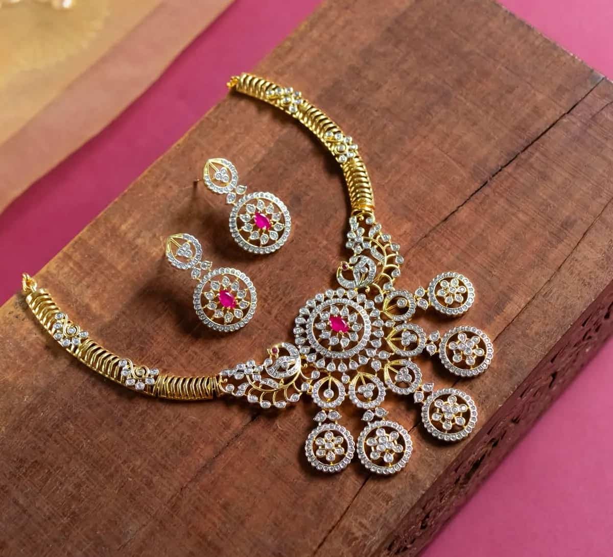 Best American Diamond Necklace Sets for Party Wear – Shine with Gaynar Baksha